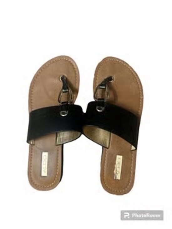 Aldo Shoes - ALDO SIZE 7.5 BROWN AND BLACK THONG SANDAL SHOES LOT5822